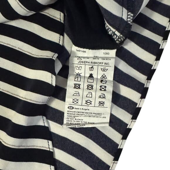 Joseph Ribkoff Black Flowy Top Size 14 Graphic Trim Lightweight Monochrome Drama - Picture 3 of 6